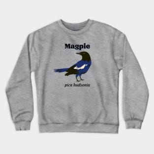 Magpie Bird Art with Scientific Name Crewneck Sweatshirt